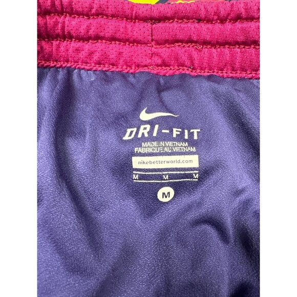 Nike Dri-Fit Active Neon Purple Yellow Running Short Drawstring Lined Sz M - Picture 7 of 13